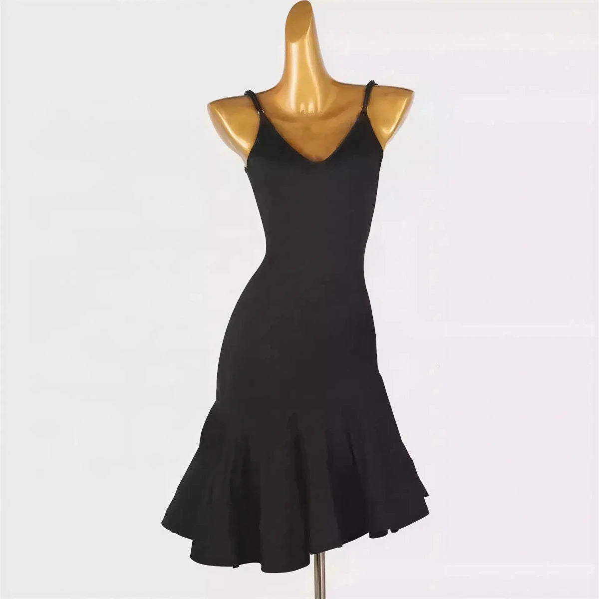 Latin Dance Dress, Silk/Cotton Blend Performance Wear Black Windia