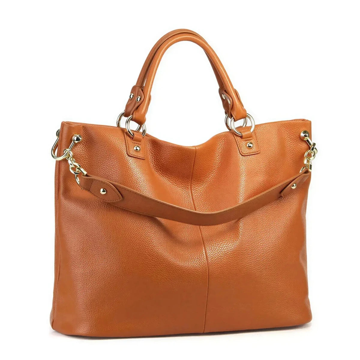 Leather Shoulder Tote Bag – Big Capacity Luxury Ladies Handbag Brown Windia