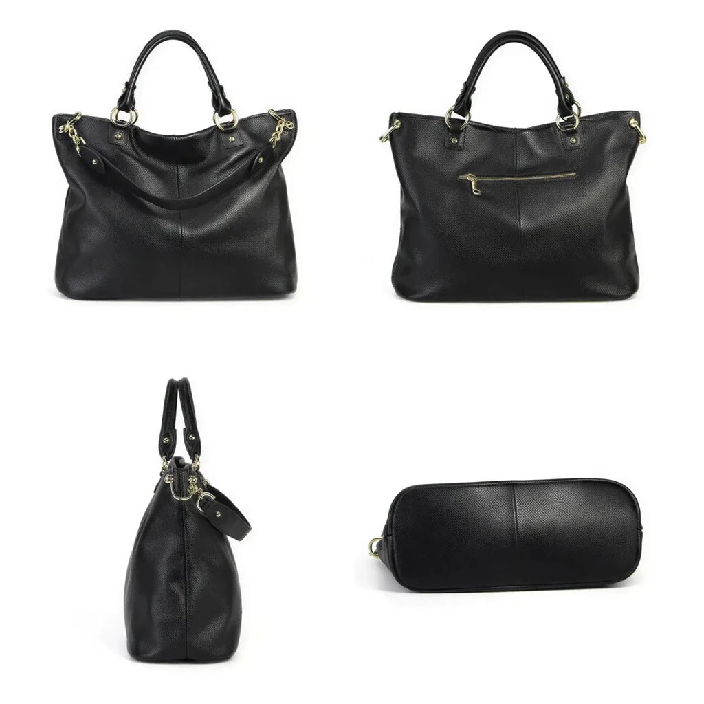 Leather Shoulder Tote Bag – Big Capacity Luxury Ladies Handbag Black Windia