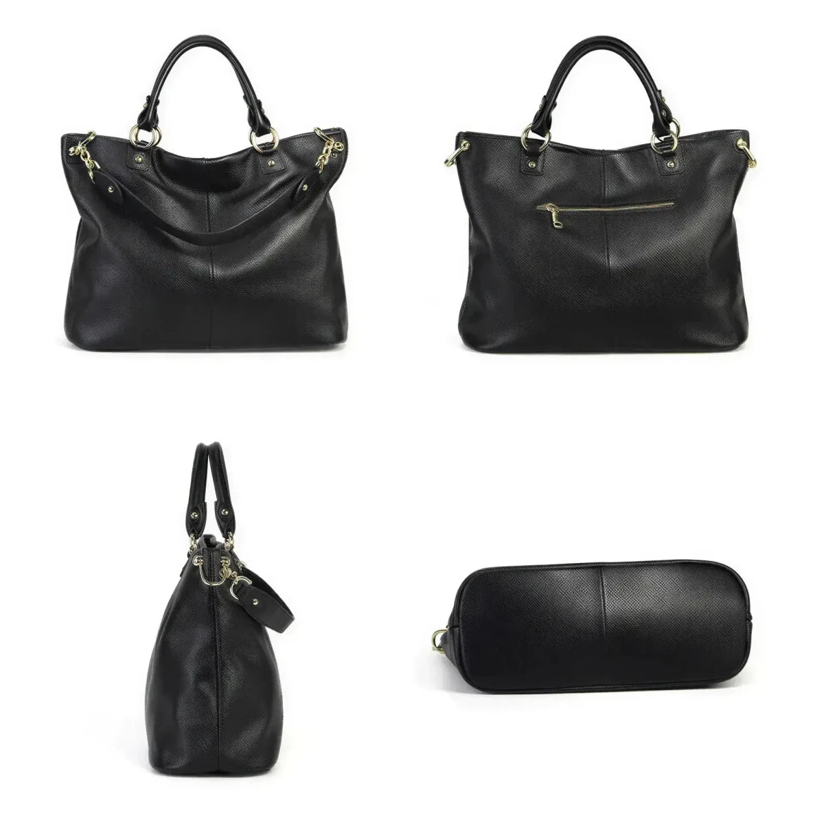 Leather Shoulder Tote Bag – Big Capacity Luxury Ladies Handbag Black Windia