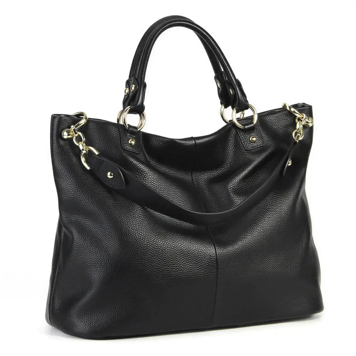 Leather Shoulder Tote Bag – Big Capacity Luxury Ladies Handbag Black Windia