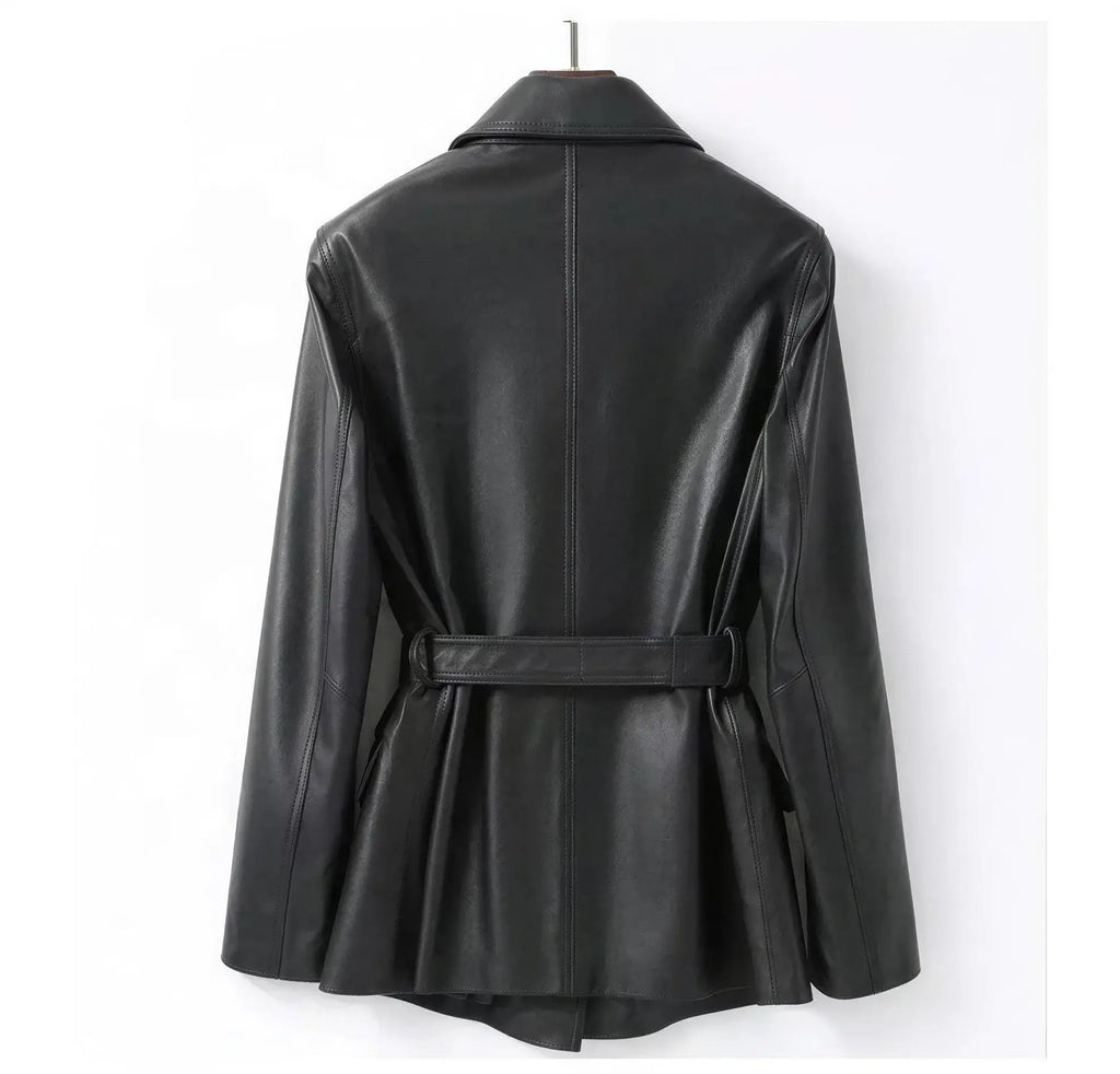 Luxurious Genuine Sheepskin Women's Leather Jacket with Waterproof & Windproof Features - Windia