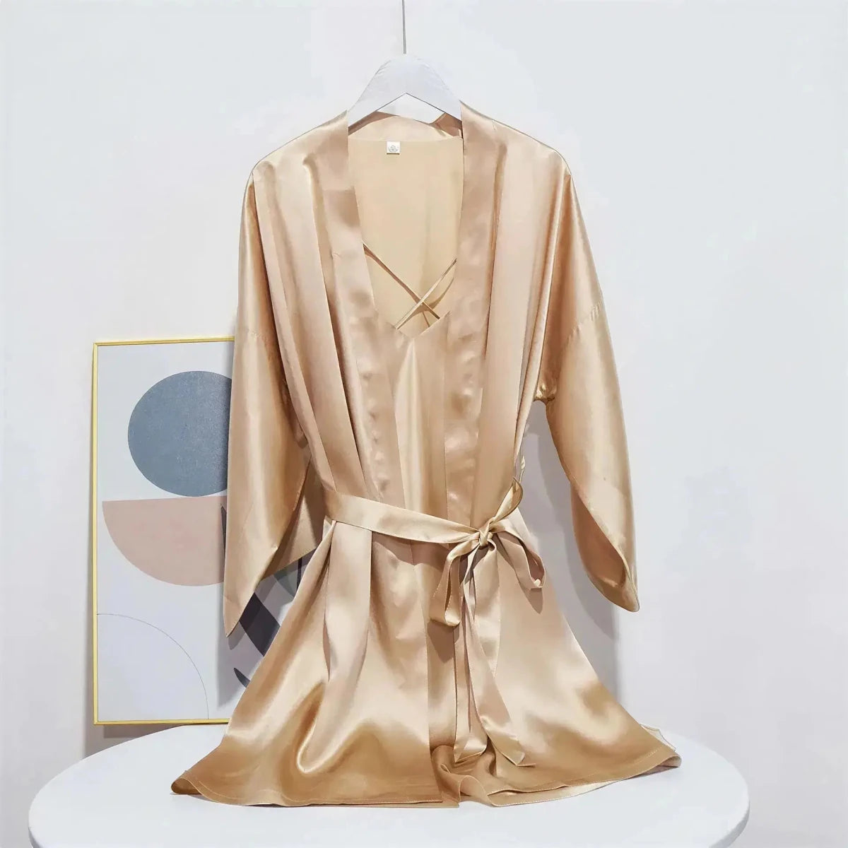 Luxury 100% Mulberry Silk Sleepwear Robe Set Light Blue Windia