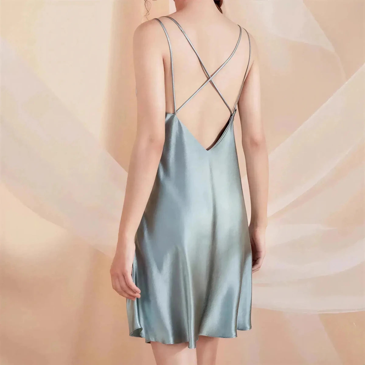 Luxury 100% Mulberry Silk Sleepwear Robe Set Light Blue Windia