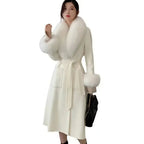 Luxury Wool Coat with Detachable Fox Fur Collar - Women's Winter Outerwear - Windia