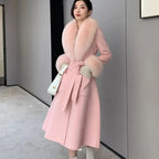 Luxury Wool Coat with Detachable Fox Fur Collar - Women's Winter Outerwear - Windia