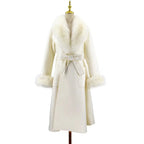Luxury Wool Coat with Detachable Fox Fur Collar - Women's Winter Outerwear - Windia