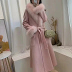 Luxury Wool Coat with Detachable Fox Fur Collar - Women's Winter Outerwear - Windia