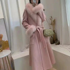 Luxury Wool Coat with Detachable Fox Fur Collar - Women's Winter Outerwear - Windia