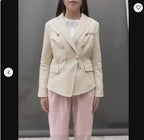 Women's Cropped Sheepskin Leather Double-Breasted Jacket