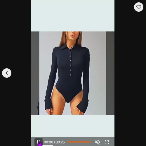 Tight Long Sleeve Lapel Women's Bodysuit Jumpsuit
