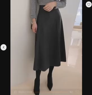 Women's Genuine Leather Long Skirt | High-Waist A-Line Sheepskin Midi Skirt | Windia