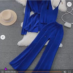 Korean-Style Casual Two-Piece Set — Polo-Collar Knitted Top & Midi Skirt