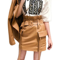 Sheepskin Leather A-Line Mini Skirt - Timeless Fashion Staple S Windia