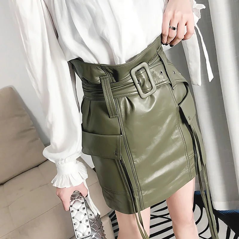 Sheepskin Leather Mini Skirt - Windia