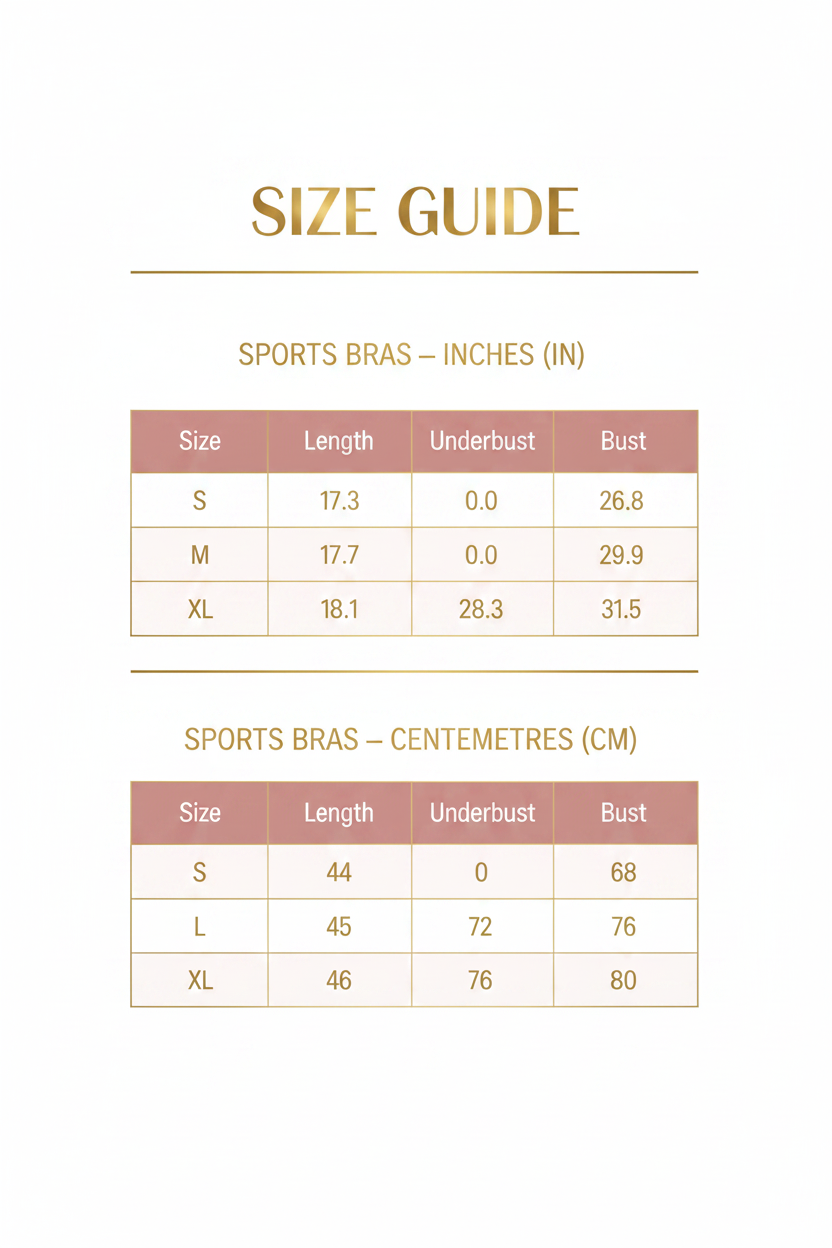 Sports Bras Size Guide