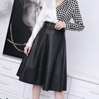 Spring New Fashion Long Leather Skirt – High Waist Real Leather Skirt for Women - Windia