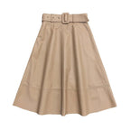 Spring New Fashion Long Leather Skirt – High Waist Real Leather Skirt for Women - Windia