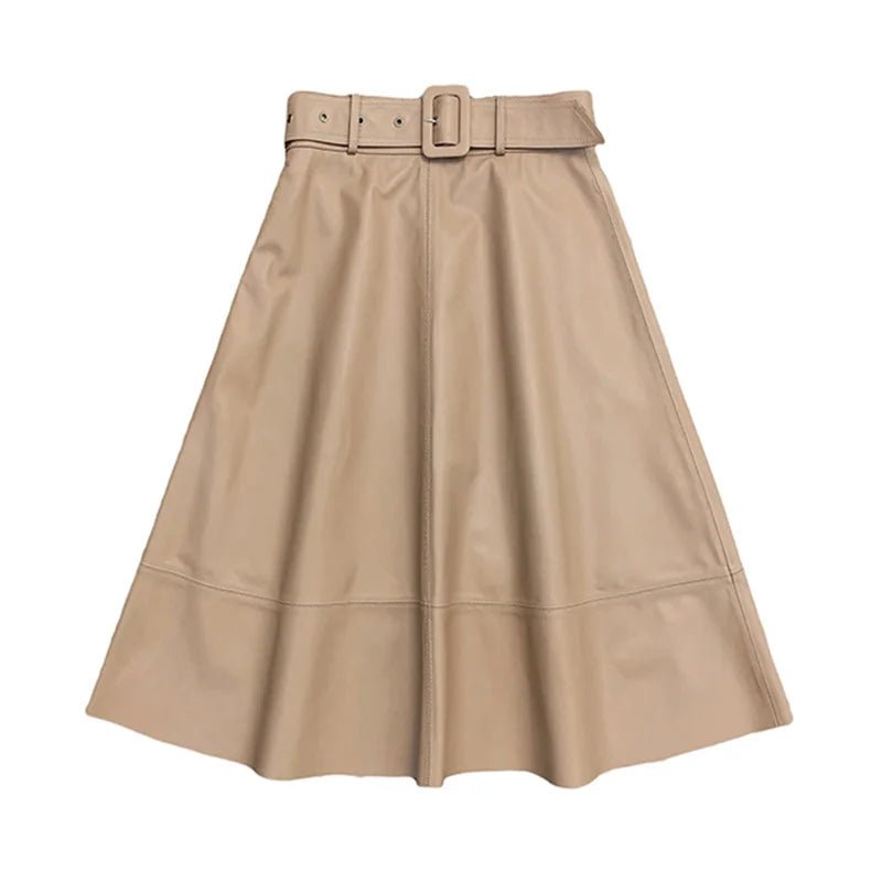 Spring New Fashion Long Leather Skirt – High Waist Real Leather Skirt for Women - Windia