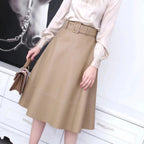 Spring New Fashion Long Leather Skirt – High Waist Real Leather Skirt for Women M Windia