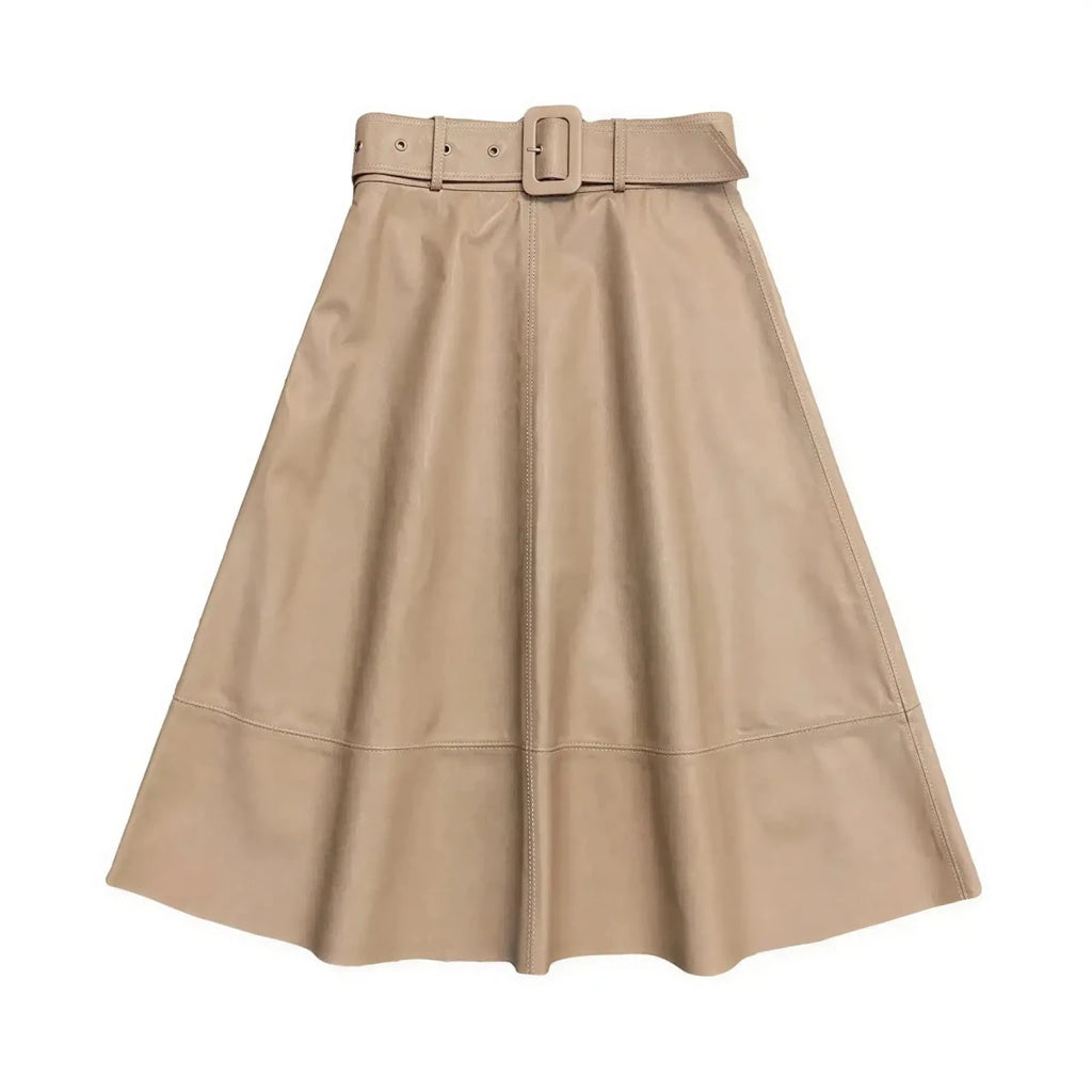 Spring New Fashion Long Leather Skirt – High Waist Real Leather Skirt for Women M Windia