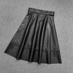 Spring New Fashion Long Leather Skirt – High Waist Real Leather Skirt for Women M Windia