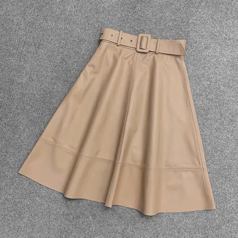 Spring New Fashion Long Leather Skirt – High Waist Real Leather Skirt for Women M Windia