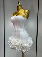 Strapless Bandage Mini Dress with Illusion Sheath Silhouette Black Windia