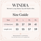 Windia blush-pink and rose-gold size chart