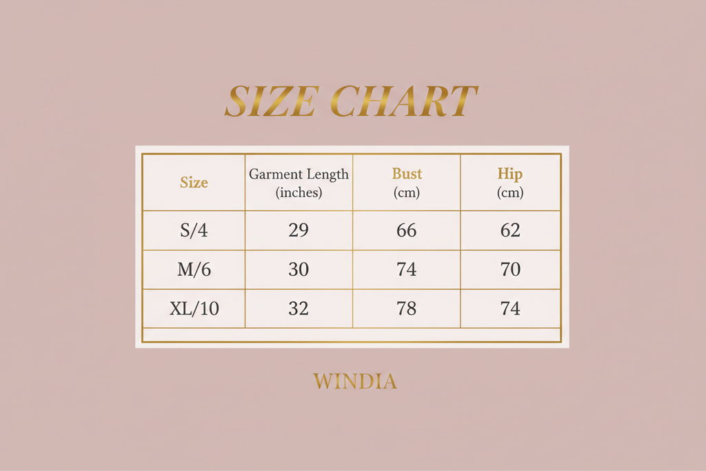 Windia Size Chart
