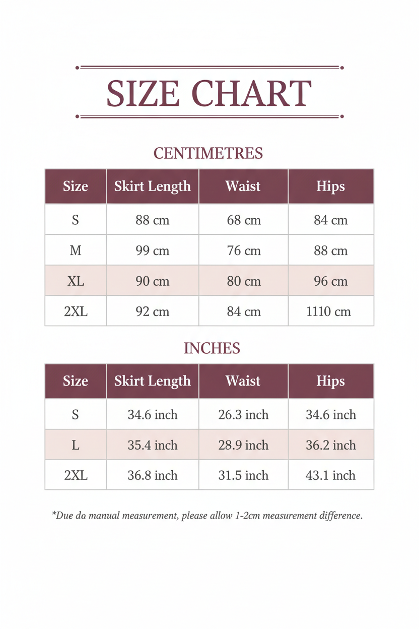 Windia Skirt Size Chart