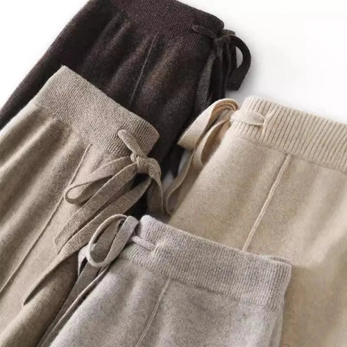 Women's 100% Wool Wide Leg Pants – High Waist Knit Trousers S Windia