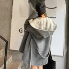 Women's Alpaca Wool Blouson Coat | Hooded Winter Coat S Windia