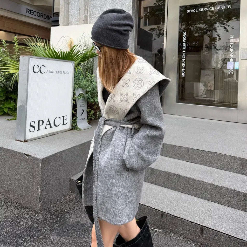 Women's Alpaca Wool Blouson Coat | Hooded Winter Coat S Windia