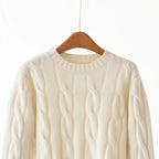 Women's Cashmere Knit Two-Piece Set | Cable Knit Sweater & Wide Leg Pants | Autumn Winter Loungewear S Windia