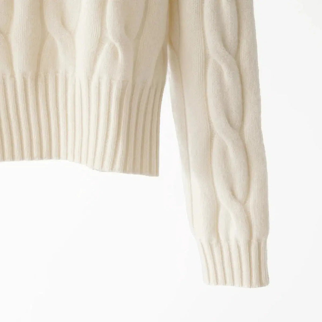 Women's Cashmere Knit Two-Piece Set | Cable Knit Sweater & Wide Leg Pants | Autumn Winter Loungewear S Windia