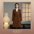 Women's Cashmere Wool Coat | Elegant Long Double-Sided Spring Coat - Windia