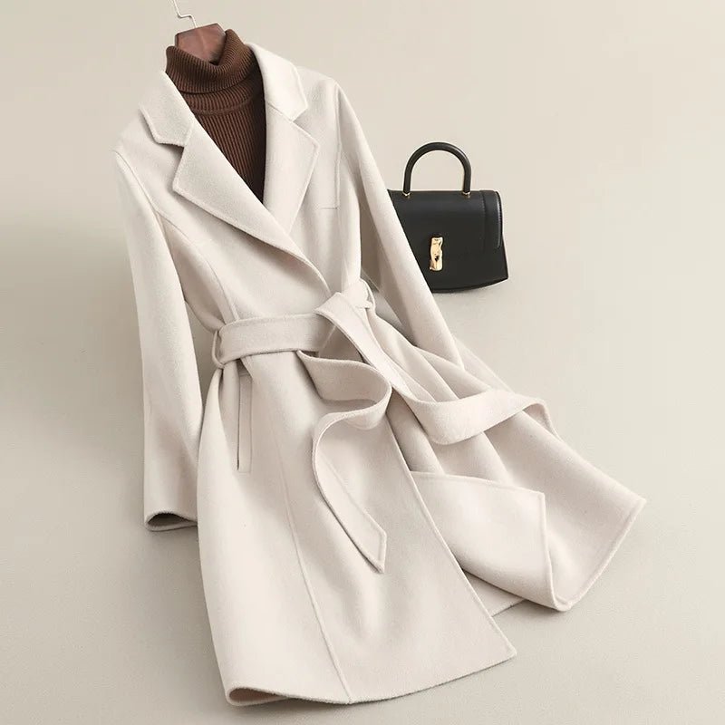 Women's Cashmere Wool Coat | Elegant Long Double-Sided Spring Coat - Windia
