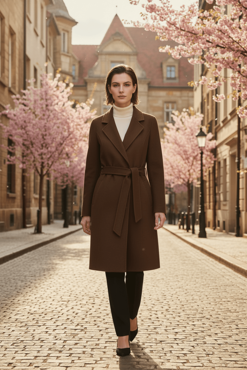 Women's Cashmere Wool Coat | Elegant Long Double-Sided Spring Coat - Windia