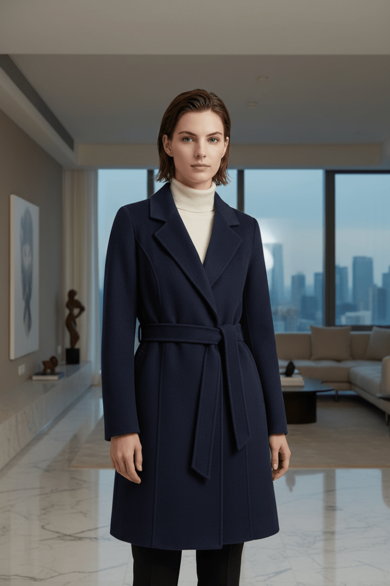 Women's Cashmere Wool Coat | Elegant Long Double-Sided Spring Coat - Windia