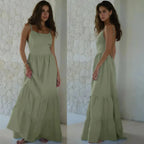 Women's Cotton Sleeveless Maxi Dress | Bohemian Beach Vacation Dress White Windia