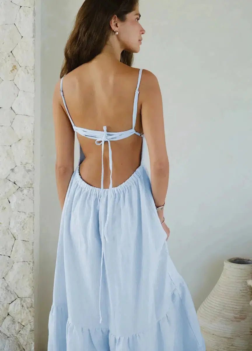 Women's Cotton Sleeveless Maxi Dress | Bohemian Beach Vacation Dress White Windia