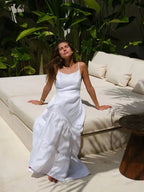 Women's Cotton Sleeveless Maxi Dress | Bohemian Beach Vacation Dress White Windia