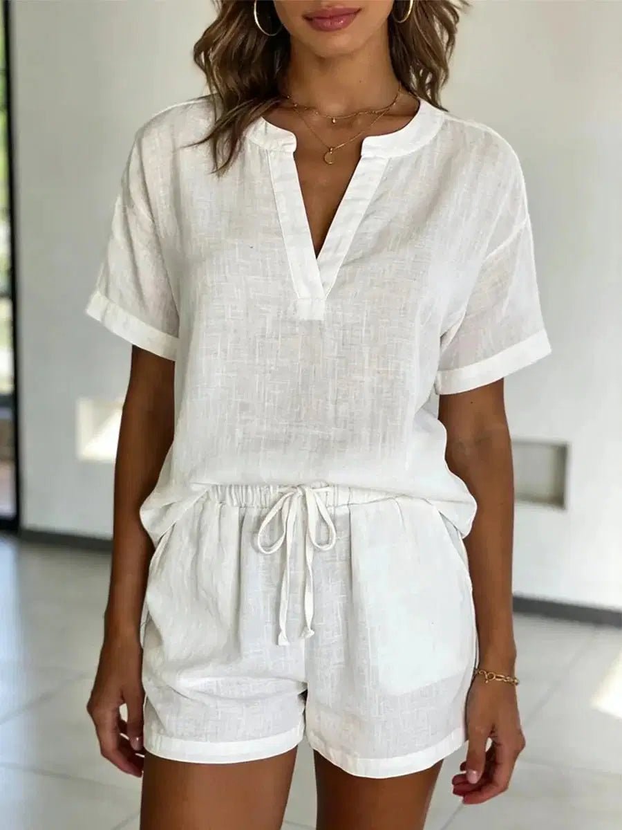 Women's Cotton V-Neck Shorts Set S Windia