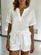 Women's Cotton V-Neck Shorts Set S Windia
