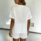 Women's Cotton V-Neck Shorts Set S Windia