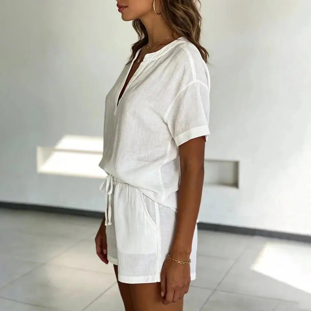 Women's Cotton V-Neck Shorts Set S Windia
