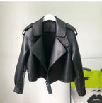 Women's Cropped Sheepskin Leather Bomber Jacket - Waterproof & Windproof - Windia