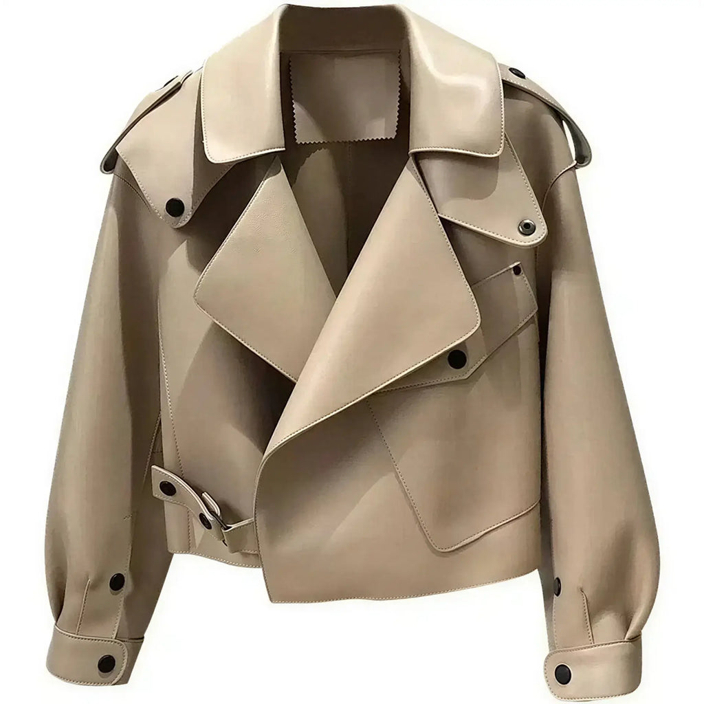 Women's Cropped Sheepskin Leather Bomber Jacket - Waterproof & Windproof - Windia