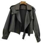 Women's Cropped Sheepskin Leather Bomber Jacket - Waterproof & Windproof - Windia